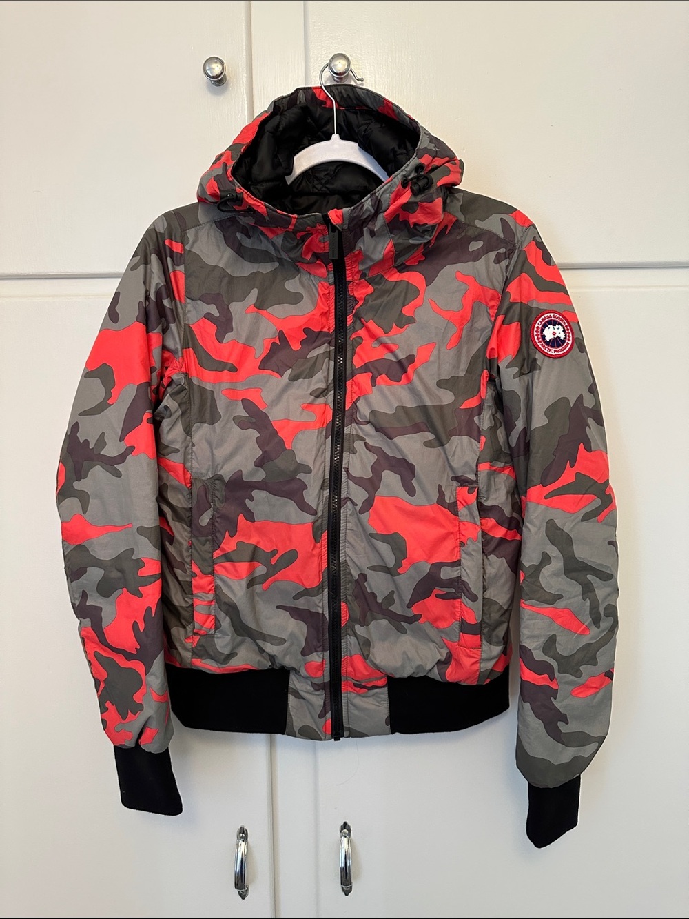 NEW Canada Goose Green and Orange Camo Down Puffer Bomber Jacket with Hood